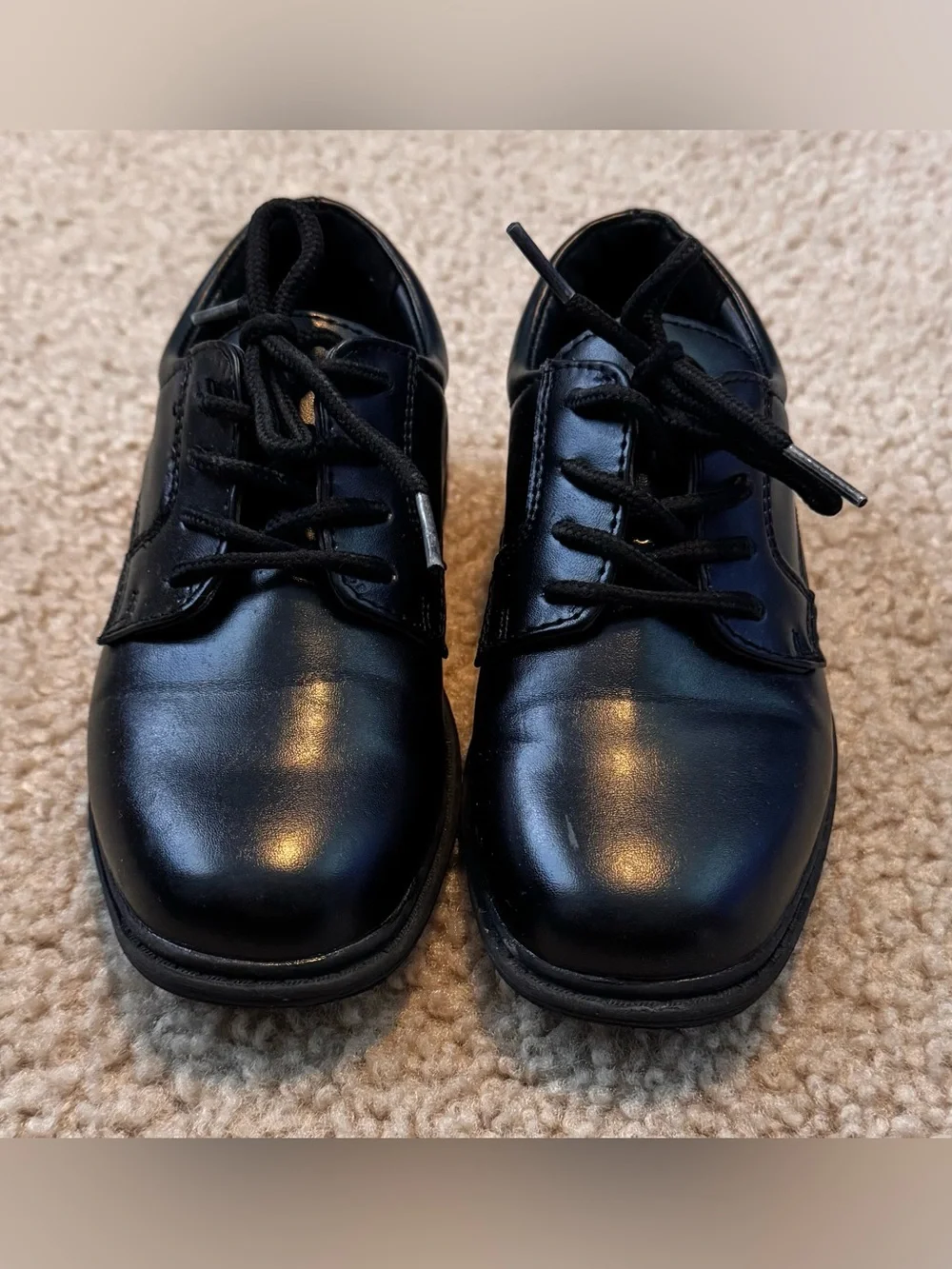 Kids Black Lace-Up Dress Shoes